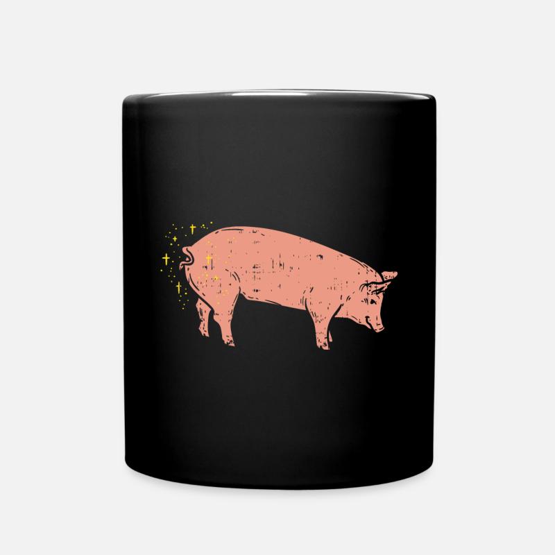 Schwein - Tasse einfarbig - Schwarz