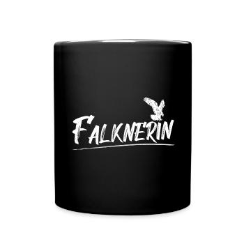 Falknerin Falknerei falconry Falke falcon - Tasse einfarbig - Schwarz - Vorne
