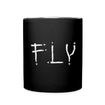 FLY Aviator Flugzeug aviation aircraft plane Pilot - Full Colour Mug - black - Front