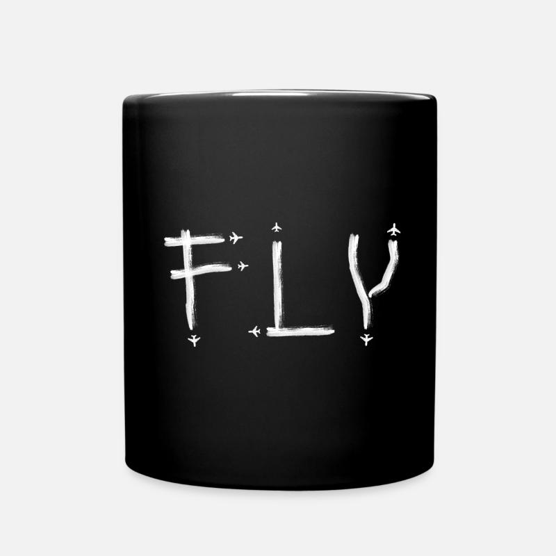 FLY Aviator Flugzeug aviation aircraft plane Pilot - Tasse einfarbig - Schwarz