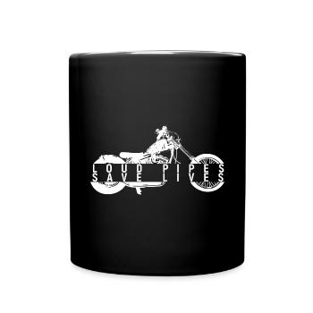 loud pipes save lives motorcycle fan biker tuner - Full Colour Mug - black - Front