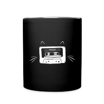 Cassette Cat Graphic - Full Colour Mug - black - Front