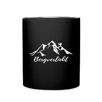 Berg mit Steinbock - Tasse einfarbig - Schwarz - Vorne
