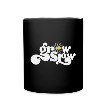 Grow Slow Vintage Hippie Flower Power - Full Colour Mug - black - Front