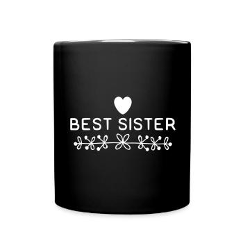 Best Sister - Best Sister with Heart - Full Colour Mug - black - Front