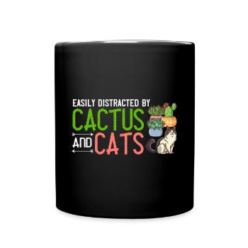 Catcus Cactus Chat Plantes Succulentes Cactus - Mug uni - noir - Devant