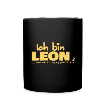 Ausrede Namenschild Leon - Tasse einfarbig - Schwarz - Vorne