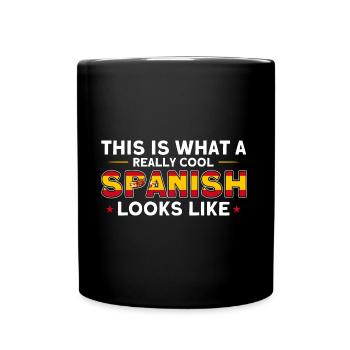 Spanische Flagge Spanische Wurzeln Geschenk - Tasse einfarbig - Schwarz - Vorne