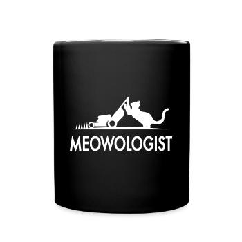 Meowologist Pun Tondeuse à gazon Tondes pour chats - Mug uni - noir - Devant