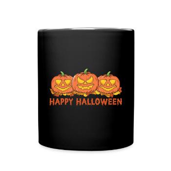 Halloween Kürbis - Tasse einfarbig - Schwarz - Vorne