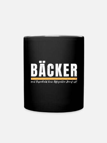 Bäcker weil Superheld kein offizieller Beruf ist - Tasse einfarbig - Schwarz
