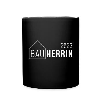 Bauherrin 2023 // mit Haus // hell - Tasse einfarbig - Schwarz - Vorne