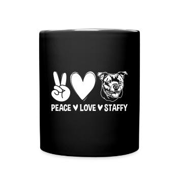American Staffordshire Bull Terrier Staffy Dog - Full Colour Mug - black - Front