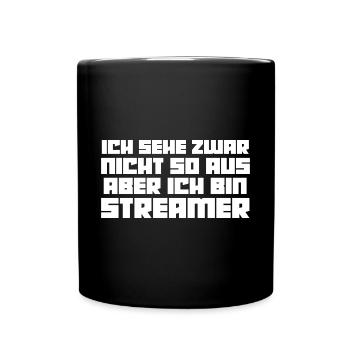 Gaming Zocken Zocker Gamer Streaming Streamer - Tasse einfarbig - Schwarz - Vorne
