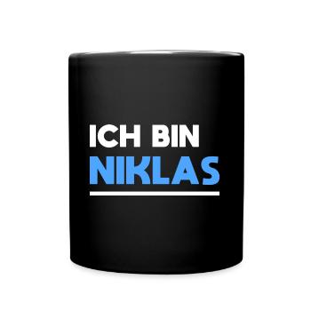 Niklas Name Spruch für stolze Niklas - Tasse einfarbig - Schwarz - Vorne