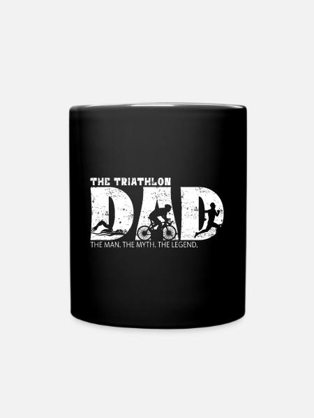 Triathlon Papa Dad Geschenkideen Sprüche - Tasse einfarbig - Schwarz