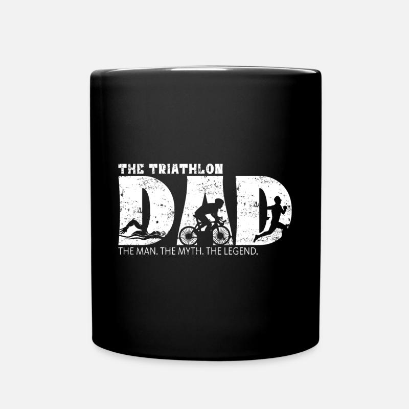 Triathlon Papa Dad Geschenkideen Sprüche - Tasse einfarbig - Schwarz