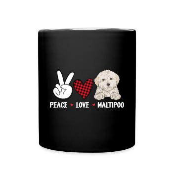 Maltipoo Hund - Tasse einfarbig - Schwarz - Vorne