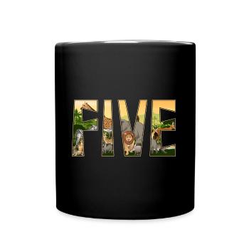 Jungle birthday zoo animal 5 years old - Full Colour Mug - black - Front