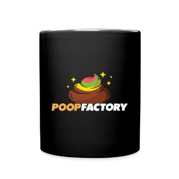 Kackhaufen-Fabrik - Poop-Factory - Tasse einfarbig - Schwarz - Vorne