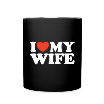 I love my wife Heart Shirt - Full Colour Mug - black - Front