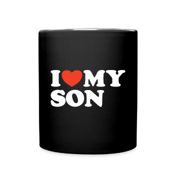 I love my son Herz Shirt - Tasse einfarbig - Schwarz - Vorne