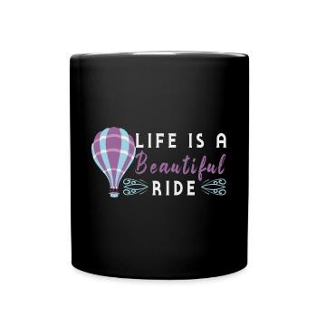 Heißluftballon & Ballon Fahrer Geschenk - Tasse einfarbig - Schwarz - Vorne