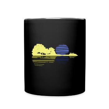Gitarre Sonnenuntergang - Tasse einfarbig - Schwarz - Vorne