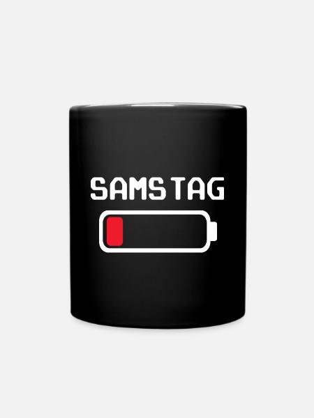 Samstag Batterie leer Design - Tasse einfarbig - Schwarz