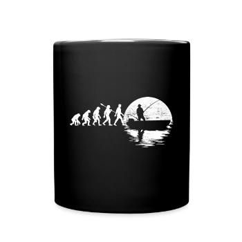 Evolution - Angler im Boot - Mondnacht - Full Colour Mug - black - Front
