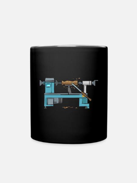 Turning Wood Lathe Lathe - Full Colour Mug - black