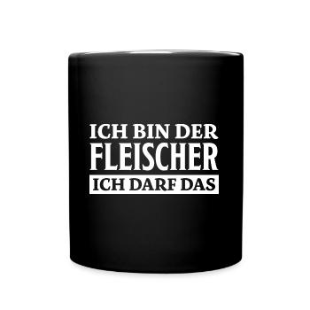 Fleischer Spruch Metzger Lustig Fleischer Geschenk - Tasse einfarbig - Schwarz - Vorne