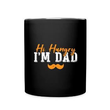 Hallo Hungrig, ich bin Papa - Tasse einfarbig - Schwarz - Vorne
