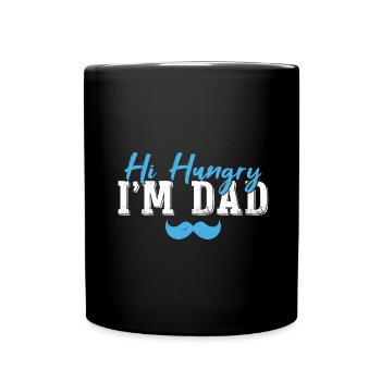 Hallo Hungrig, ich bin Papa - Tasse einfarbig - Schwarz - Vorne