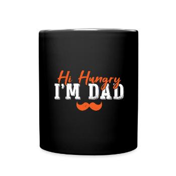 Hallo Hungrig, ich bin Papa - Tasse einfarbig - Schwarz - Vorne