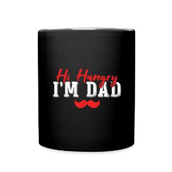 Hallo Hungrig, ich bin Papa - Tasse einfarbig - Schwarz - Vorne