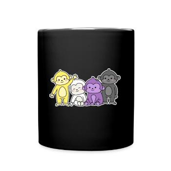 Non-binary flag monkey design for proud enbys - Full Colour Mug - black - Front