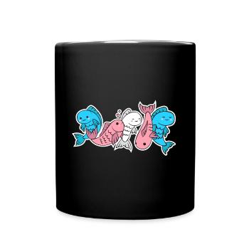 Trans Flag Fish Design for Trans People - Full Colour Mug - black - Front
