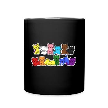 Pride Progress Flag Cat for Equality - Full Colour Mug - black - Front