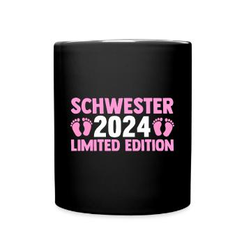 Werdende Schwester 2024 - Tasse einfarbig - Schwarz - Vorne