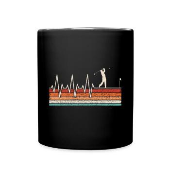 Golfspieler Herzschlag - Tasse einfarbig - Schwarz - Vorne