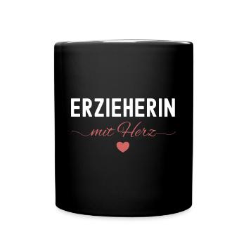 Beste Erzieherin Mit Herz Kita Geschenk Danke - Tasse einfarbig - Schwarz - Vorne
