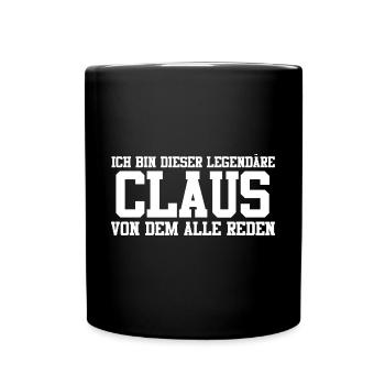 Claus Name Design - Tasse einfarbig - Schwarz - Vorne