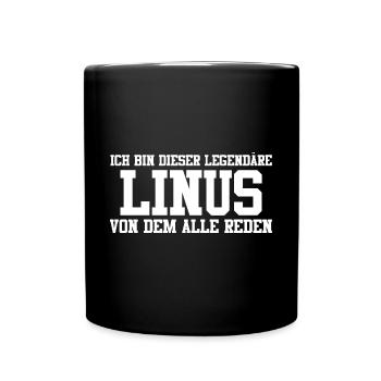 Linus Name Design - Tasse einfarbig - Schwarz - Vorne