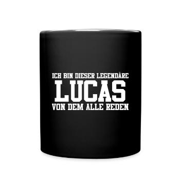 Lucas Name Design - Tasse einfarbig - Schwarz - Vorne