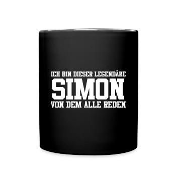 Simon Name Design - Tasse einfarbig - Schwarz - Vorne