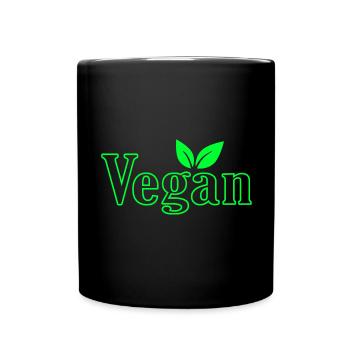 Végétalien avec les feuilles pour les végétaliens - Mug uni - noir - Devant