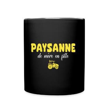 Tracteur paysanne de mère en fille agricultrice - Mug uni - noir - Devant