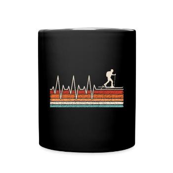 Skitourengeher Herzschlag - Tasse einfarbig - Schwarz - Vorne