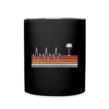 Weinglas Herzschlag - Tasse einfarbig - Schwarz - Vorne